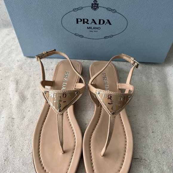 Prada Triangle Logo Sandal Size 35 - Picture 4 of 5